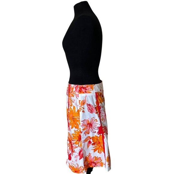 Apt. 9 Brand Orange Red Floral Flare Mid-Rise Skirt Knee Length Women's Size 12 - Picture 4 of 13